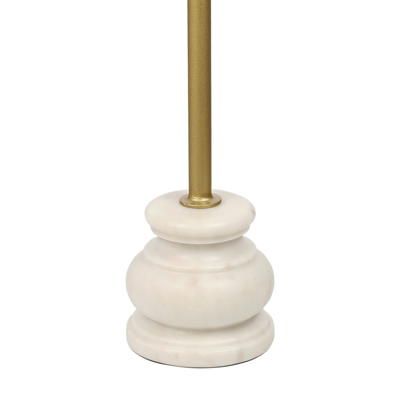 Colby 24.5" Transitional Quatrefoil Mango Wood Top Drink Table - Gold Iron Pedestal & White Marble Base Martini Accent End Table