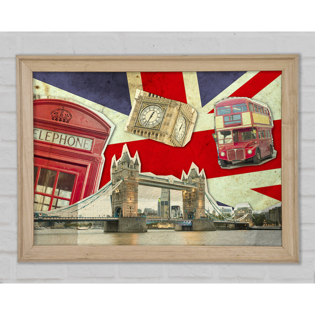 Gerahmter Druck Union Jack London Icons