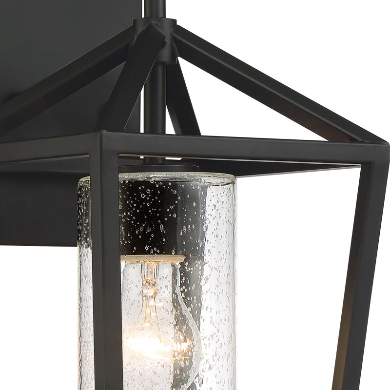 Lanterne murale d'extérieur en verre sablé noir Alicia, H 17,13 po x l 9 po x P 10 po