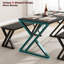 Ensemble de table de salle à manger pour 4 personnes, ensemble de table de cuisine avec 2 bancs, ensemble de table de salle à manger rectangulaire avec structure en métal robuste, permettant d'économiser de l'espace pour la cuisine, la salle à manger-1201101017-1201101012
