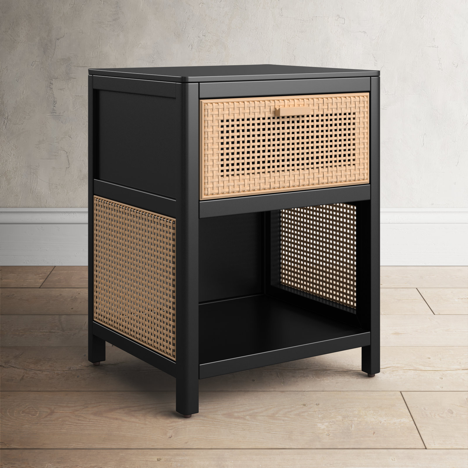 Epaulette Mahogany Nightstand, Black