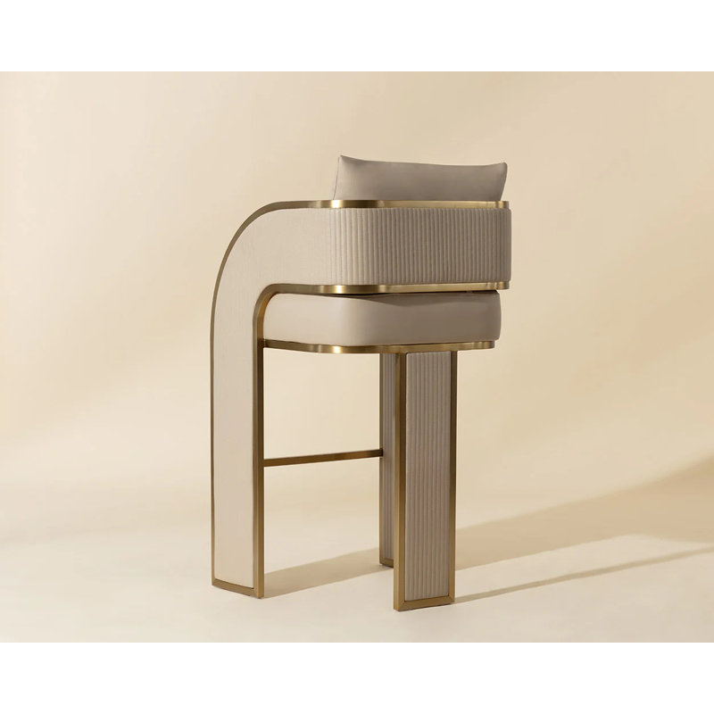 BAZ Upholstered Stool, Bar Stool (30” Seat Height), Beige