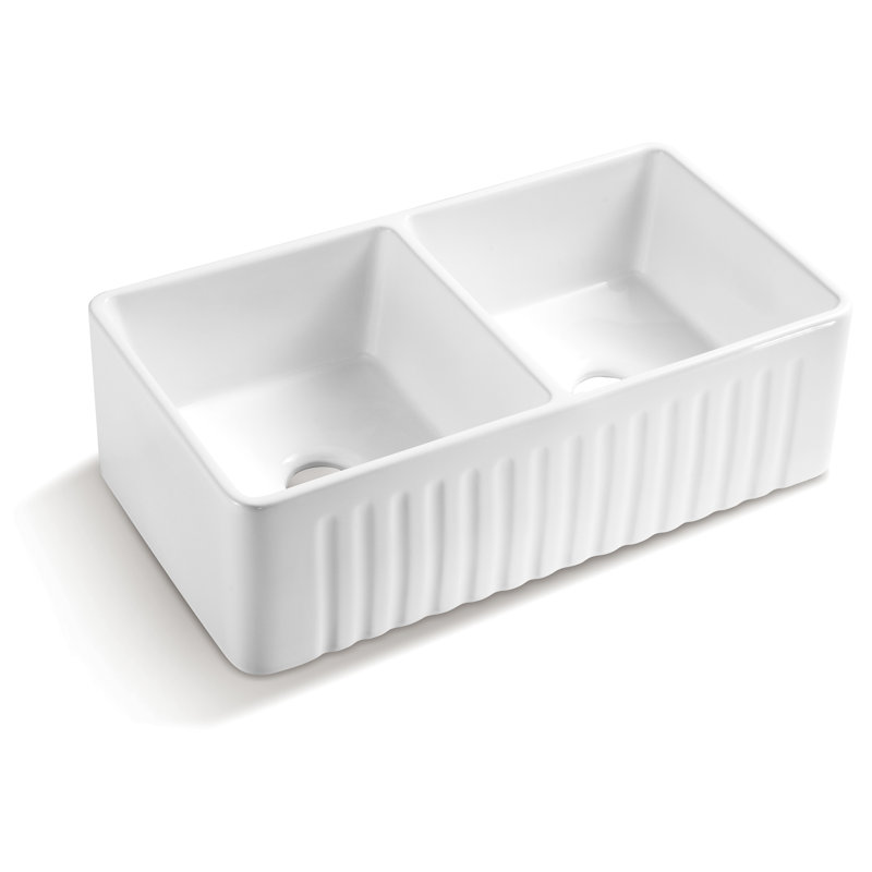 Style Ceramic Apron Front Sink - 18"X10"X33", 93Lb, , Glaze And Clean Appearance White 18X10x33 Inches, 93 Lbs, With