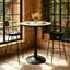 Round Marble Top Metal Base Dining Table-812122793
