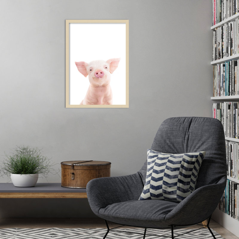 «Baby Pig» par Kathrin Pienaar, impression sur bois encadrée, H 25 po x l 18 po