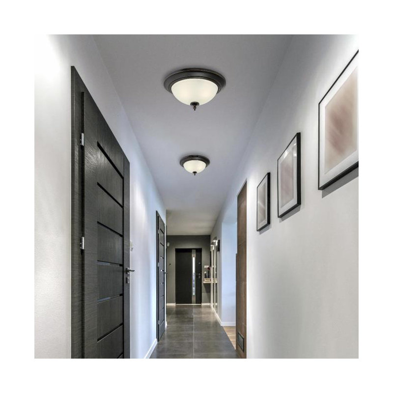 Plafonnier encastré simple 12,99 po 2 lumières Meza, Bronze ambré
