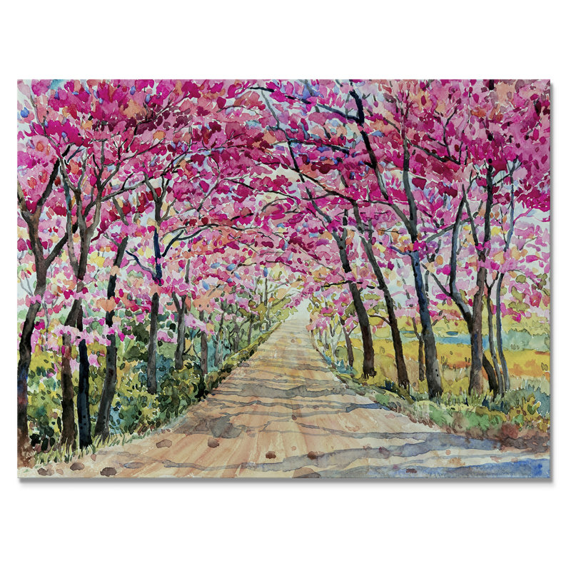 «Path To The Enchanted Pink Forest», reproduction sur toile flottante, H 16 po x l 32 po, Toile tendue, Sans cadre