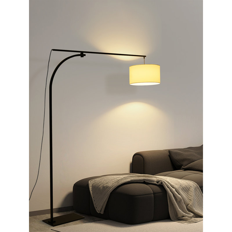Chinese Vintage-Style Wrought Iron & Fabric Floor Lamp