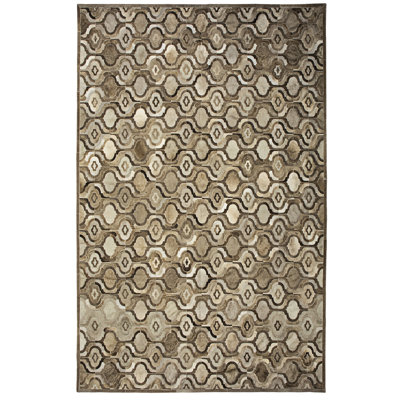 Tapis décoratif de Ivoire/taupe fait à la main Tobler