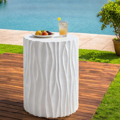 Space-saving Modern Patio Table, Mgo, Wavy Design For Garden & Balcony