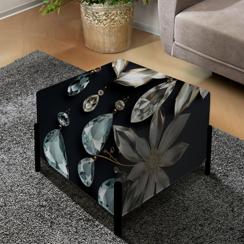 Crystal Chandelier Elegance Pattern - Marble Square Ottoman