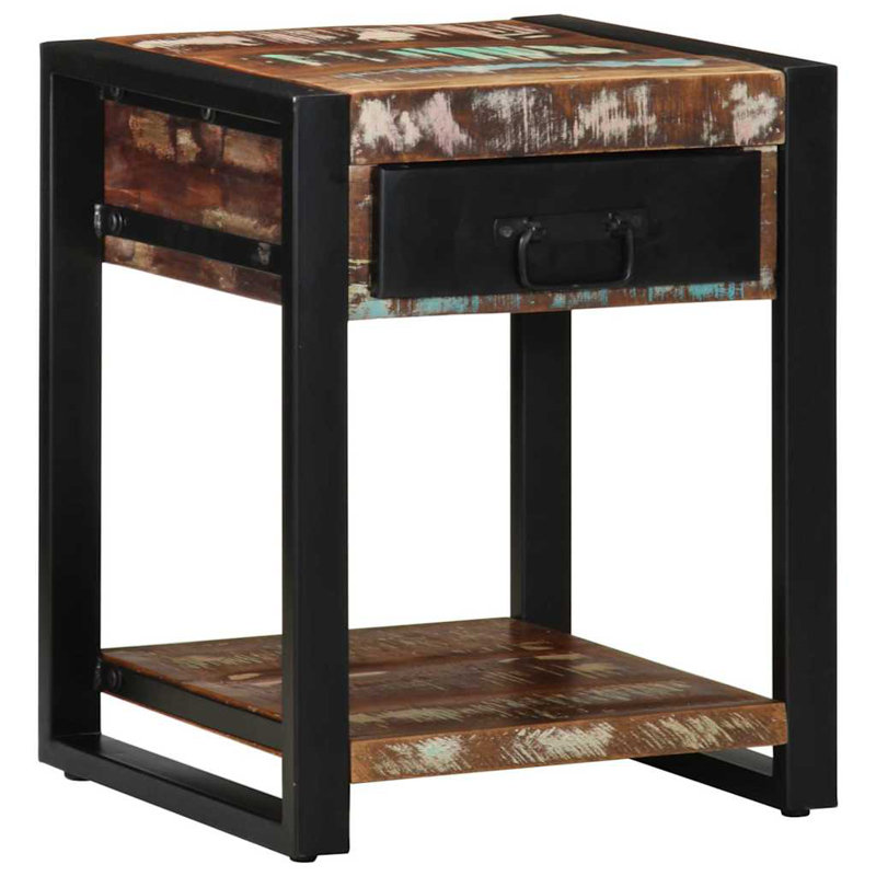 Side Table 40X40x50 Cm Solid Wood Reclaimed, Multicolour