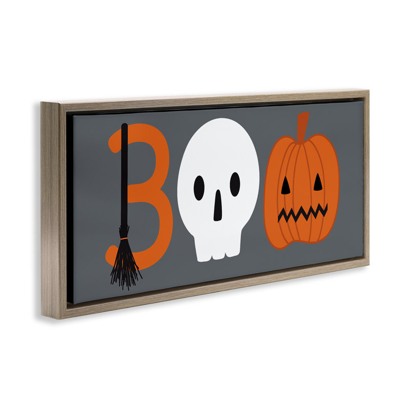 Cadre flottant Boo Halloween, typographie amusante, design par Sazerelli Designs, H 14 po x l 31 po