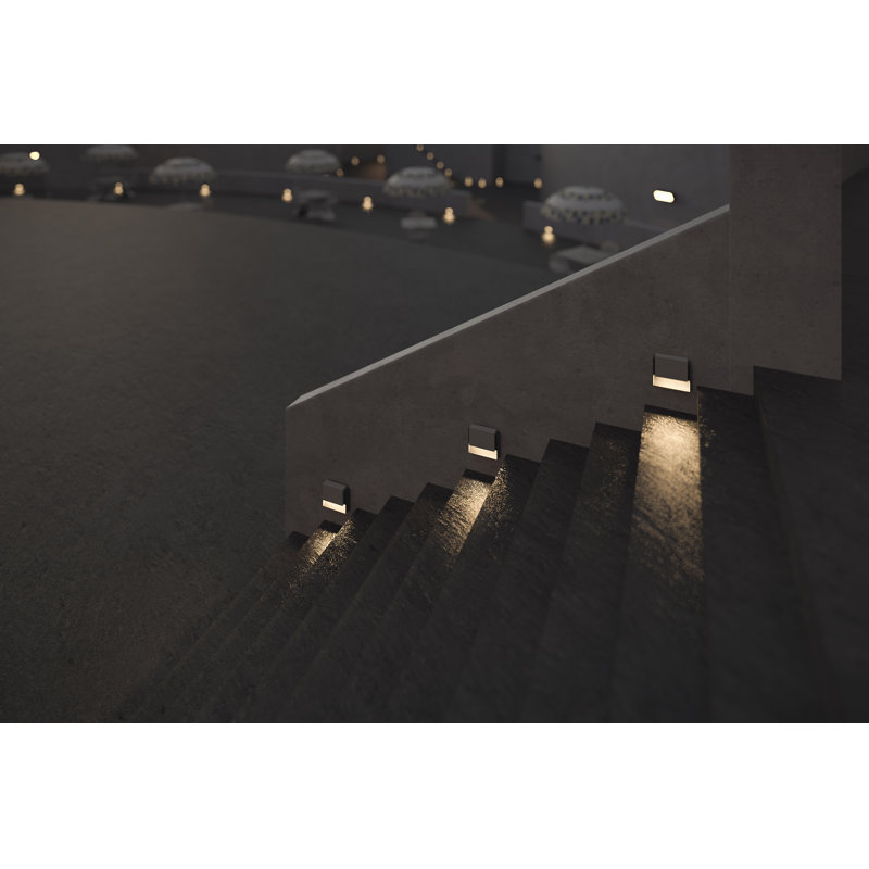 Piazza Integrated LED Metal Step Light, Concrete, 4.43” H x 5.5” W x 1.31” D
