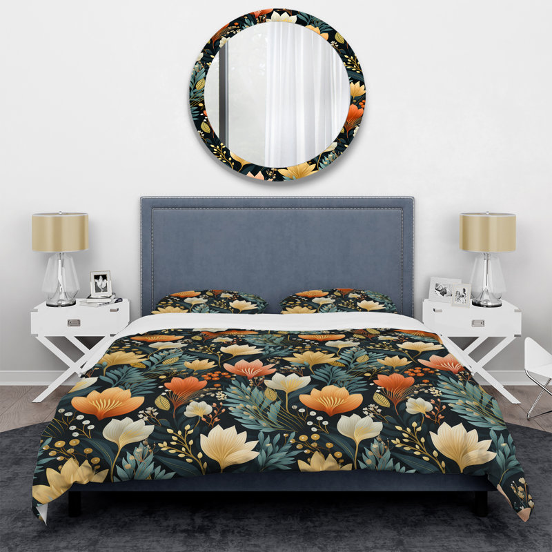 Ensemble de housse de couette floral corail et orange Jungle Garden Dreams - Floral