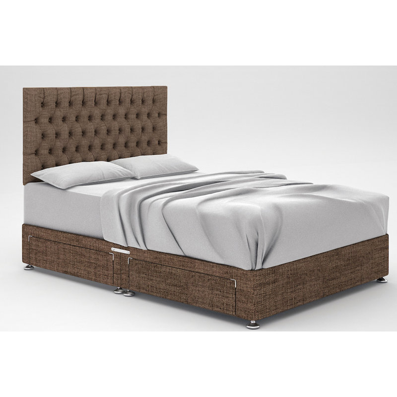 Zawacki Divan Bed Base, King (5'), 2 Drawers Same Side, Chocolate