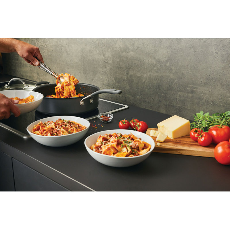 Gray 5-Quart Non-Stick Aluminum Saute Pan with Lid