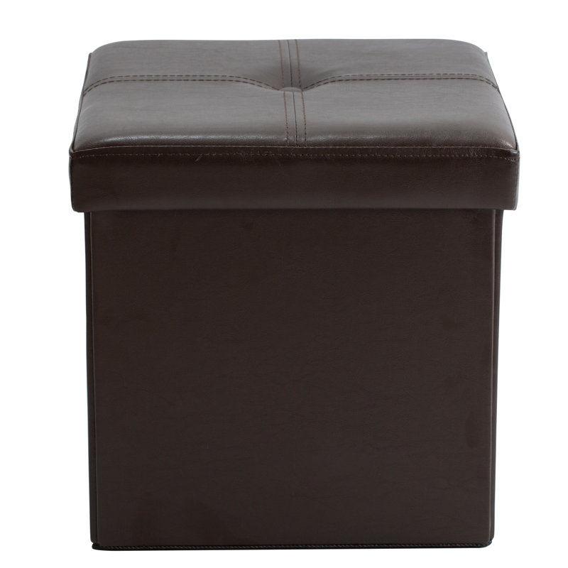 Besma Faux Leather Ottoman, Chocolate Faux Leather