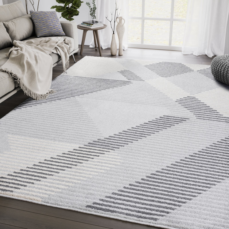 Tapis gris à motif géométrique Sumter, Rectangle 7 pi 9 po x 10 pi 2 po