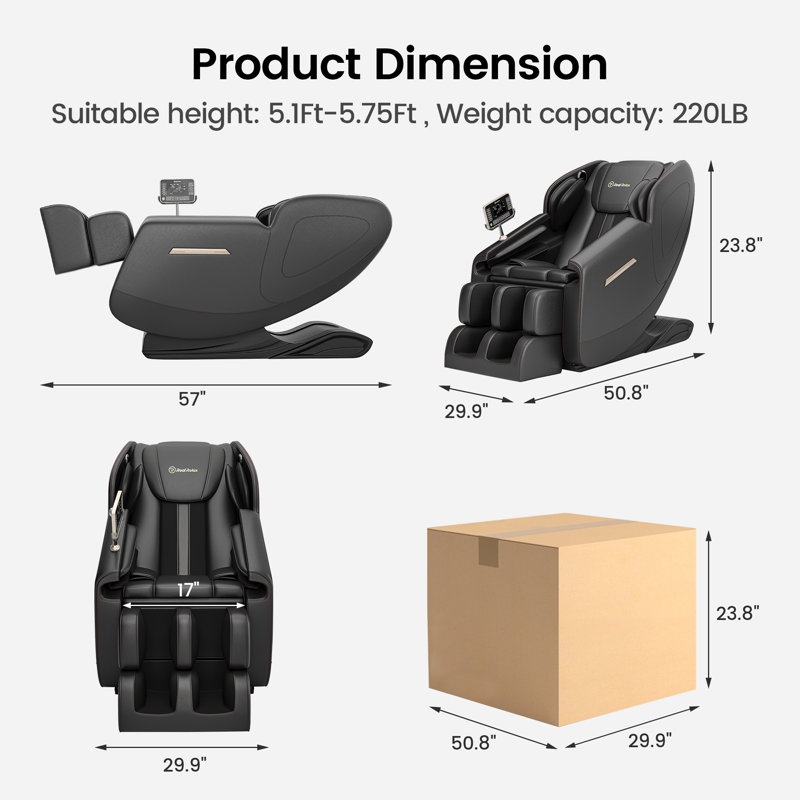 Favour BS-03 Corps noir zéro gravité avec rail en S à double noyau, roulettes mains robotisées, fauteuil de massage shiatsu