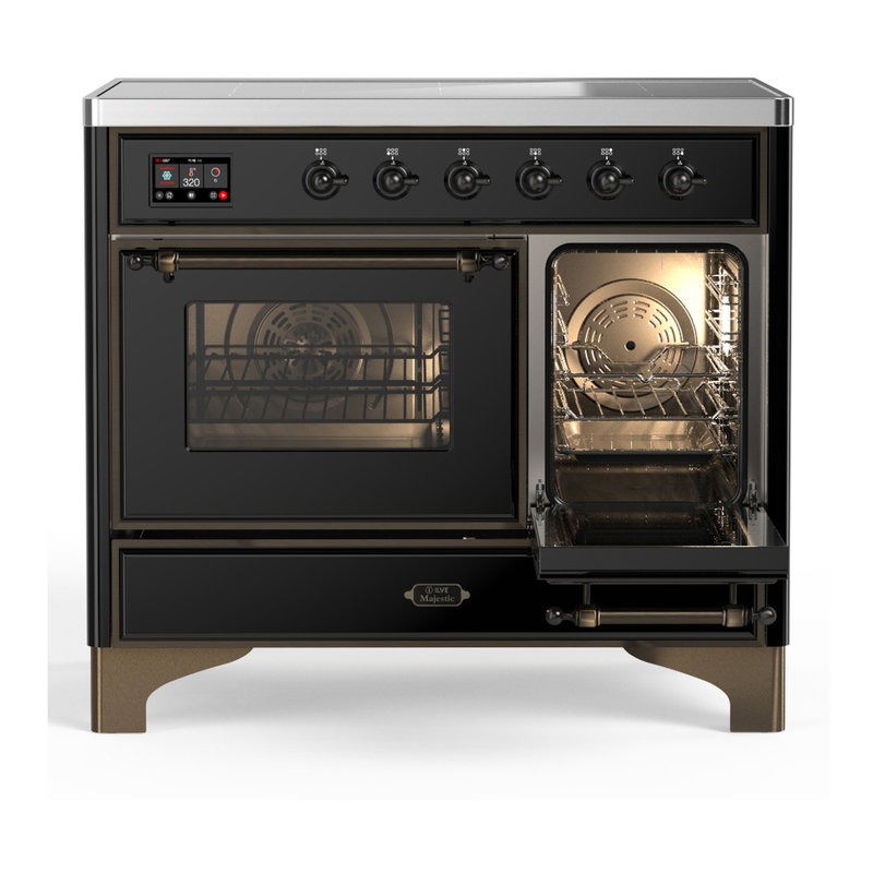 Majestic III Series 40 Inch Induction Range with 6 Induction Elements in Stainless Steel (Brass Trim), Glossy Black