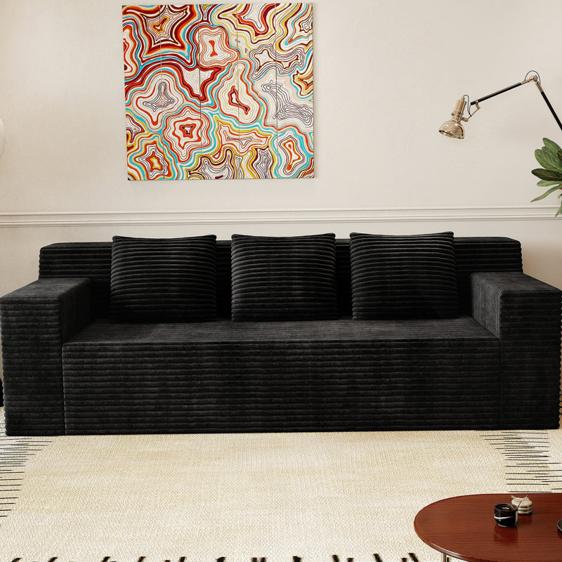 Ensemble de canapé modulaire en velours côtelé de 71 pouces avec sièges profonds, aucun assemblage requis pour le salon ou la chambre à coucher