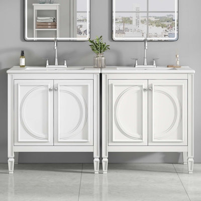 Vintage Bathroom Vanity Set With Ceramic Sink, Ample Storage, And Soft Close Doors For Elegant And Functional Bathrooms