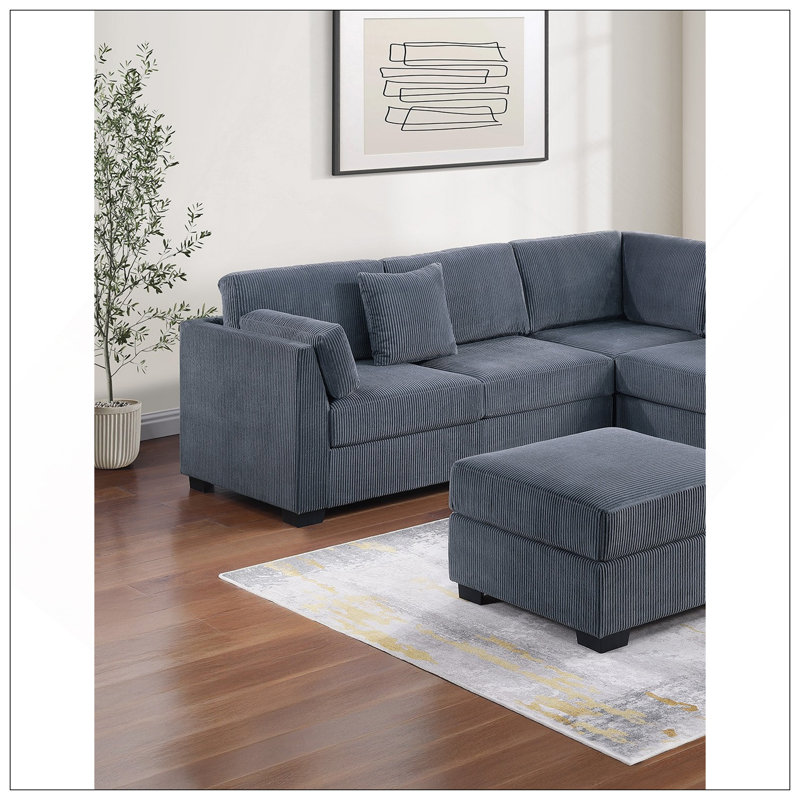 Ensemble de canapé modulaire 4 pièces L-Sectional RAF / LAF, Gris foncé