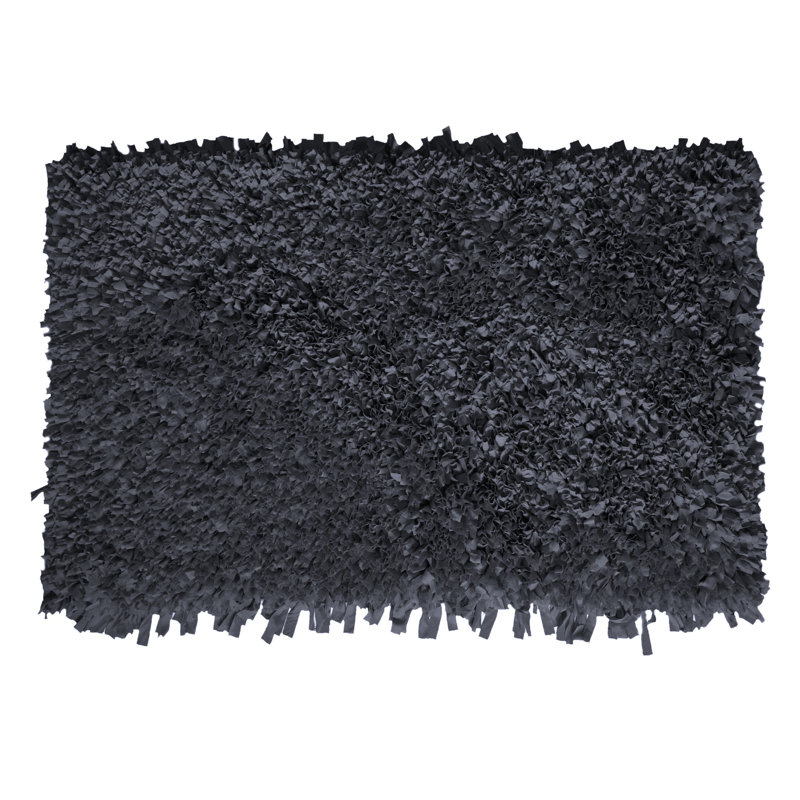 Solid Color Machine Made Polyester Area Rug in Gray, Rectangle 3'6" x 5'6"