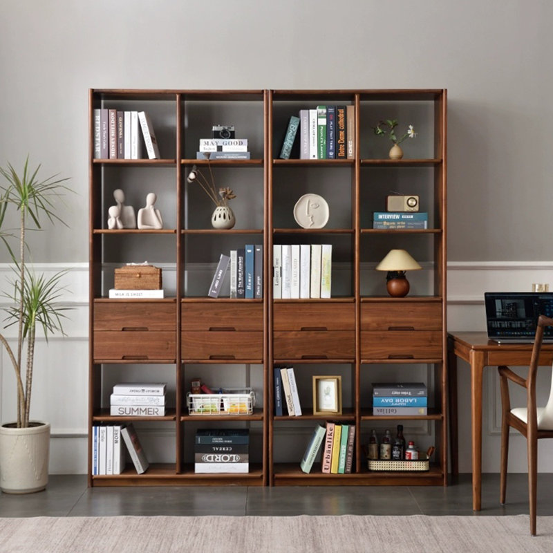 Light luxury black walnut bookcase