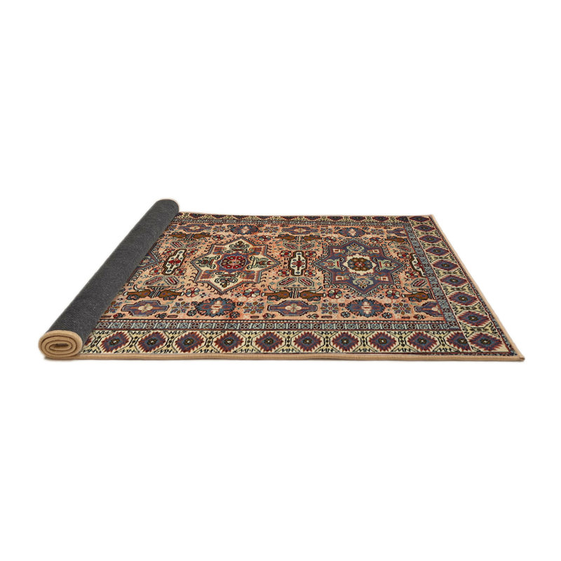 Tapis traditionnel mehroon/noir/crème Denese, Rond 4 pi