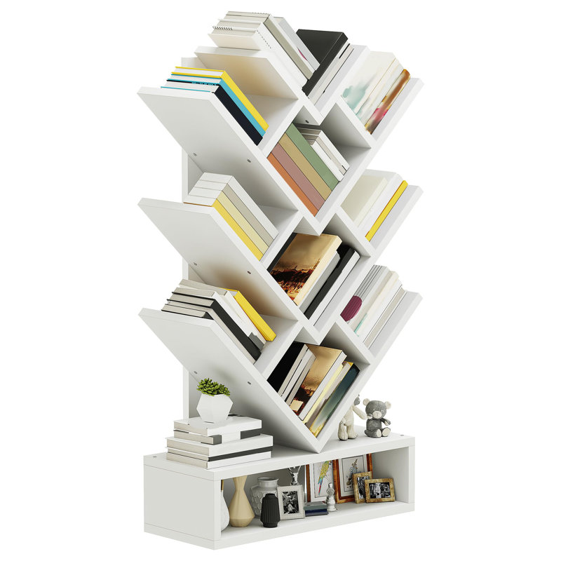 103cm H x 57cm W Geometric Bookcase, White