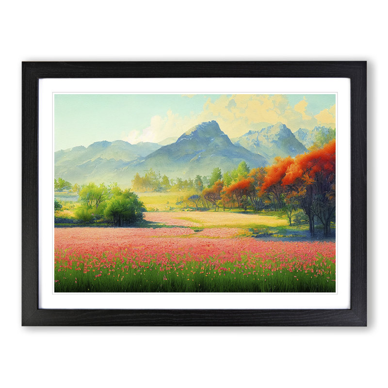 Spring Mountain View - Framed Print, Black, 34cm H x 46cm W x 2cm D