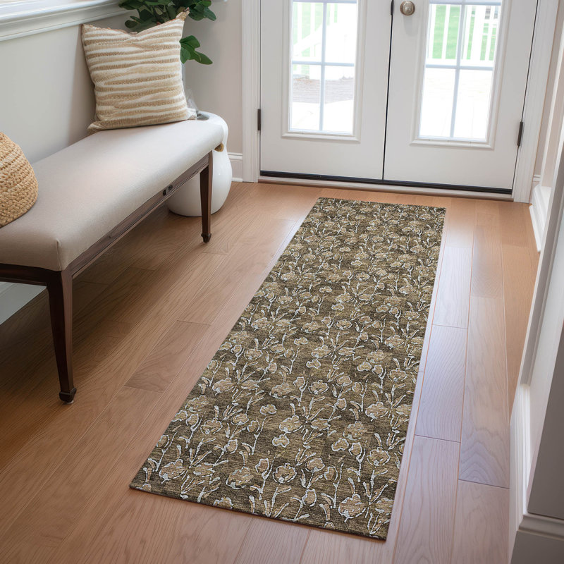Emie Washable Floral Indoor / Outdoor Rug, Runner 2'3" x 7'6"