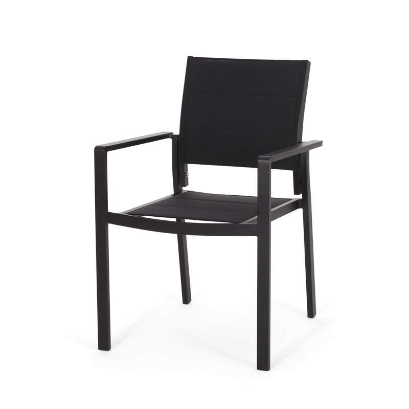 Chaise d'extérieur moderne en aluminium noir avec siège en filet