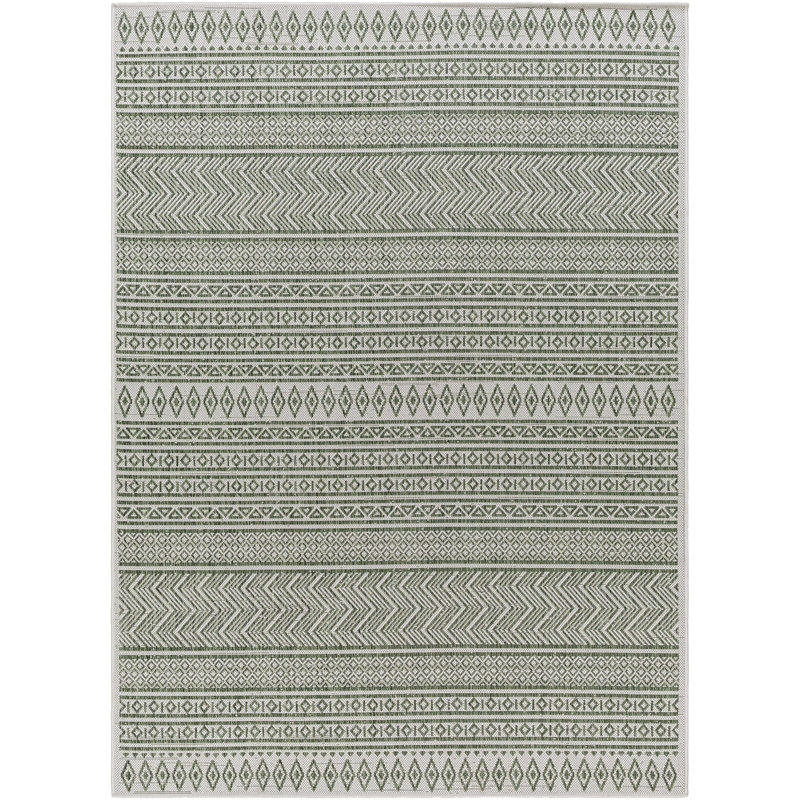 Dark Green Modern Outdoor Rug, Geometric Easy to Clean Rug For Patio, Balcony, Decks & Garden, Rectangle 200 x 275 cm