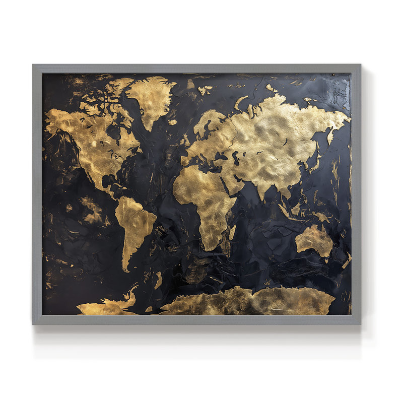 Map Series-VII -Framed Print - Restickable, 22" H x 28" W, Gray