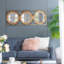 Miroir mural 3 pièces dans un cadre rectangulaire doré, décoration murale pour le salon de la chambre à coucher