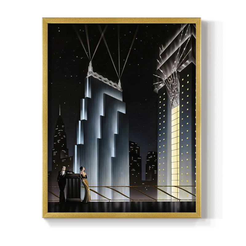 IntoTheNight Framed Print - Solid Wood, 30" H x 24" W, Gold