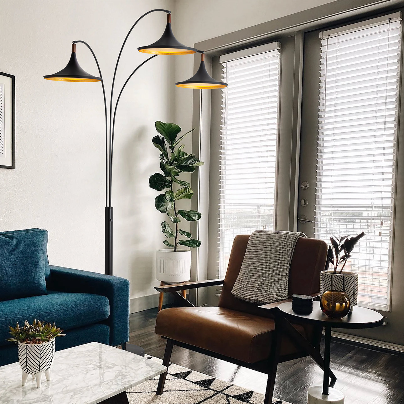 92" Dimmable Marble Floor Lamp
