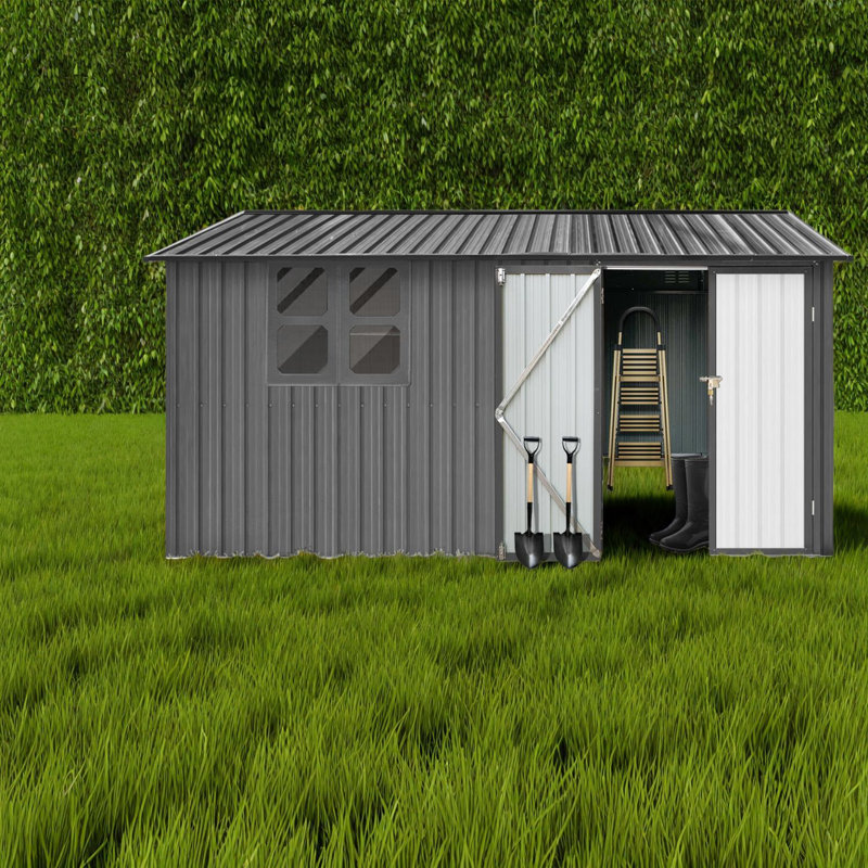 Durable Metal Sheds With Windows, Modern Outdoor Storage 12ftx10ft