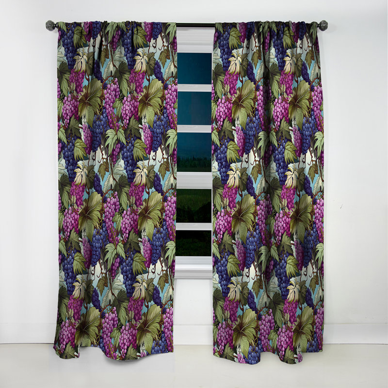 Motif tropical Lush Vineyard - Rideau floral - Rideau occultant floral - 1 panneau, L 52 po x L 63 po