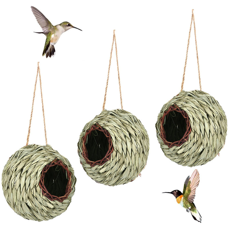 ENSEMBLE DE 3 nichoirs à colibris suspendus pour l'extérieur nid d'oiseau tissé à la main