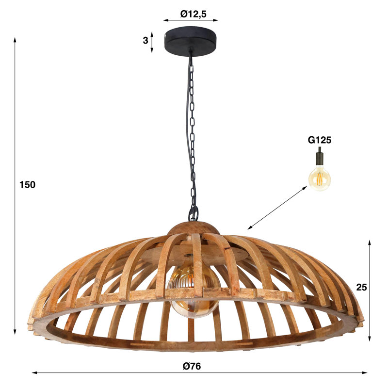 Aave 1 - Light Wood Dome Pendant