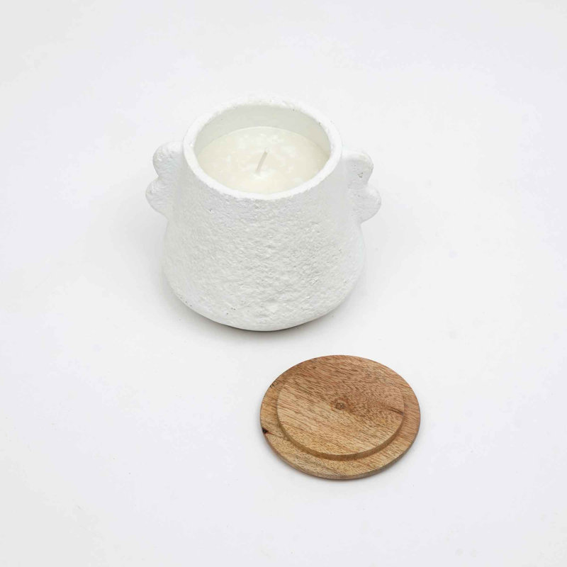 Bougie en pot | Bougie avec couvercle en bois Ecomix | Bougie parfumée Mimosa | 8 oz