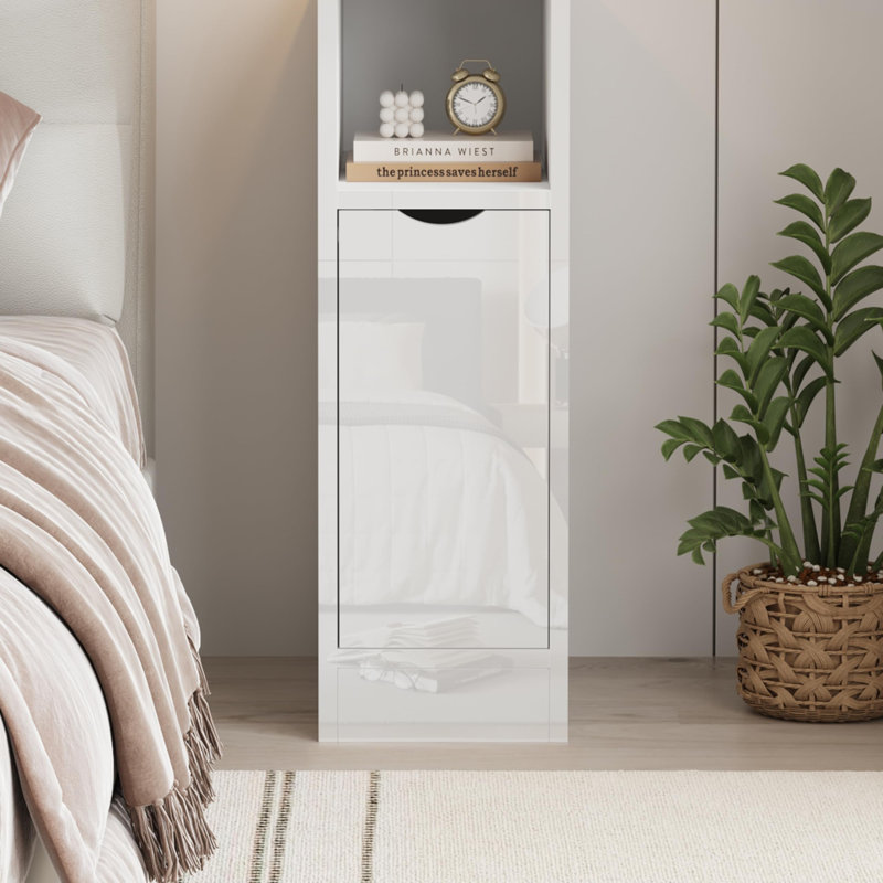 35cm W Manufactured Wood Bedside Table, White