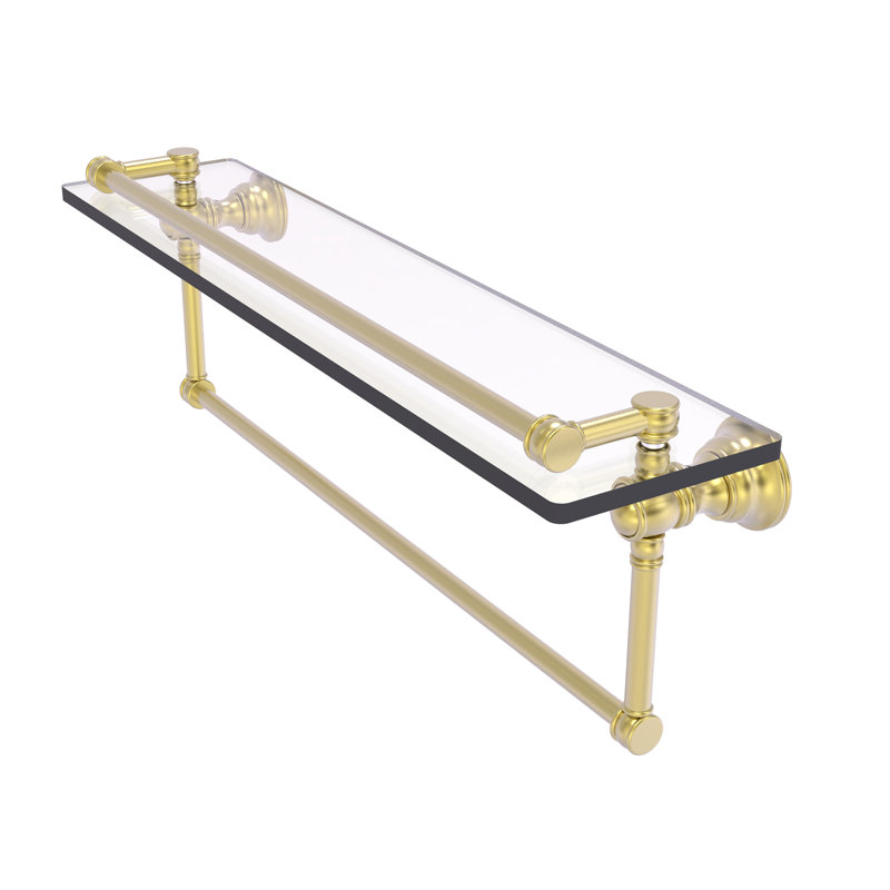Freyja Glass with Towel Bar, 5.54" H x 22" W x 7.4" D, Satin Brass