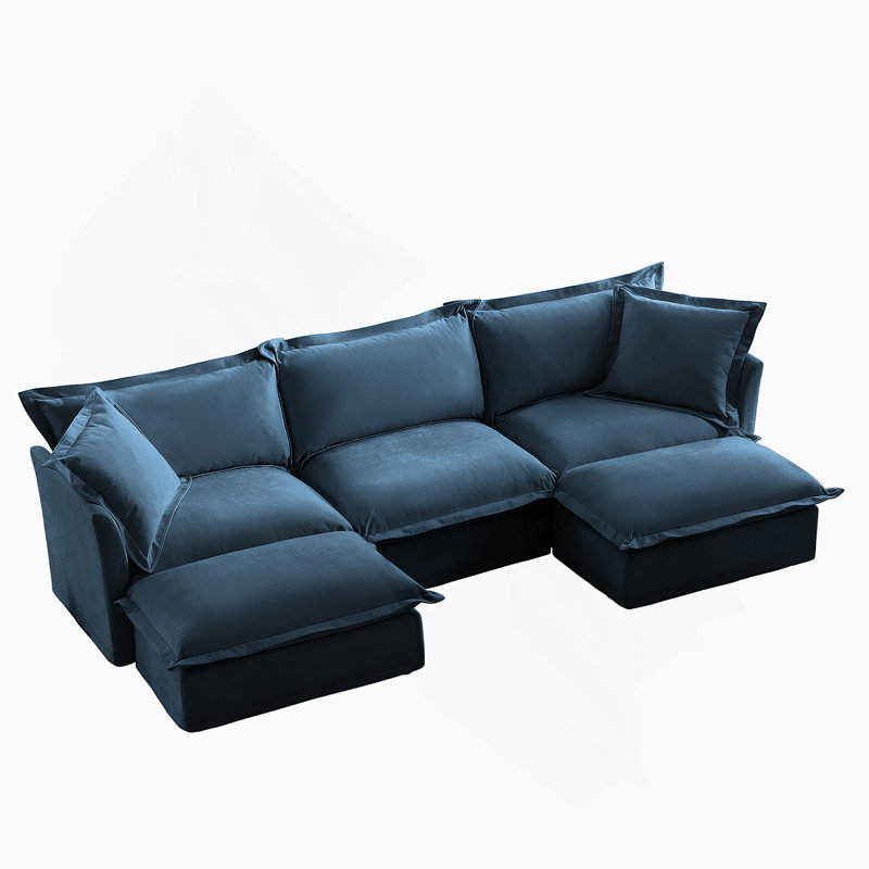 Canapé modulaire confortable avec coussins moelleux pour le salon, H 34,6 po x l 120 po x P 55 po, 3, Chenille verte