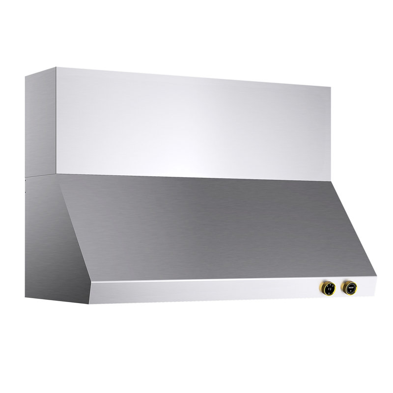 KUCHT Hotte de cuisine murale en acier inoxydable avec accents dorés et commandes numériques 48 pouces 1200 CFM