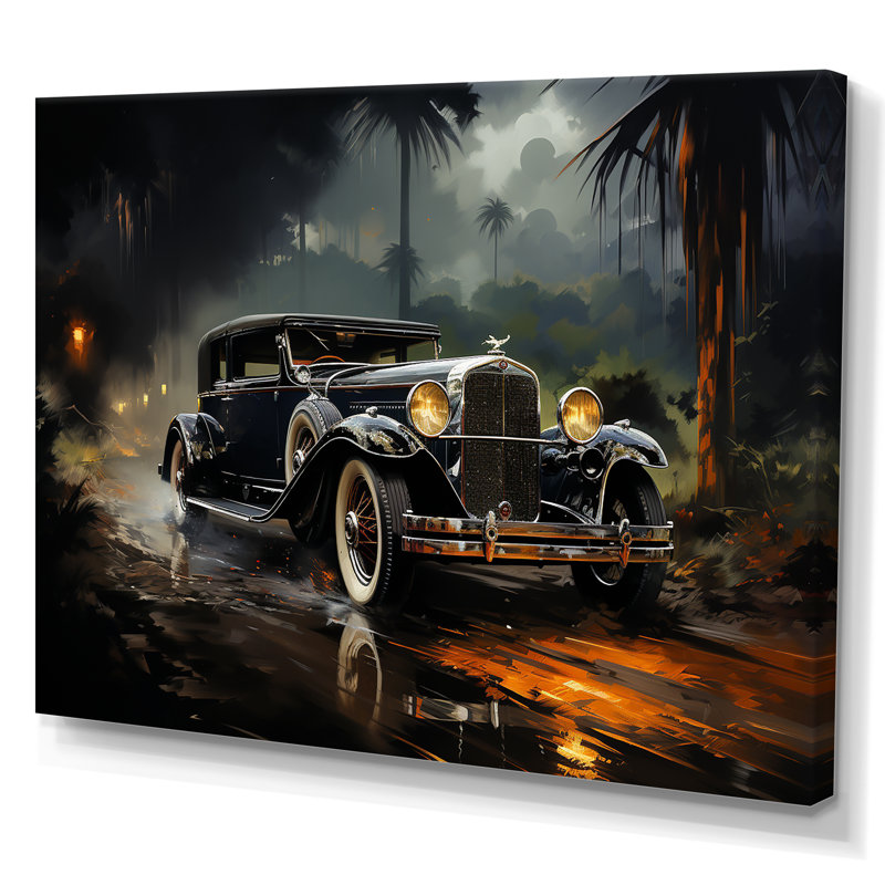 Noir «Vintage Car Elegance I», art mural rétro, Toile tendue, H 34 po x l 44 po x P 1,5 po